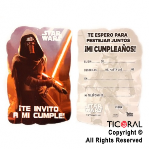 STAR WARS INVITACION CHICA x 10